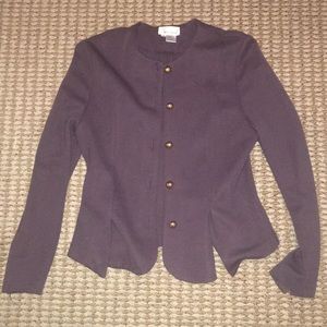 Purple blazer gold buttons
